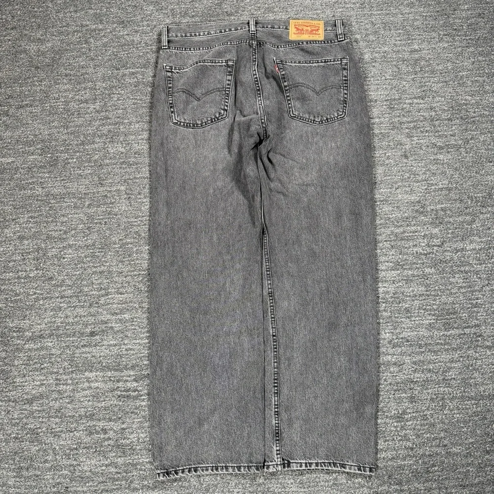 Levis 555 Jeans Men 34x30 Black Relaxed Straight Gray Wash Denim 100% Cotton